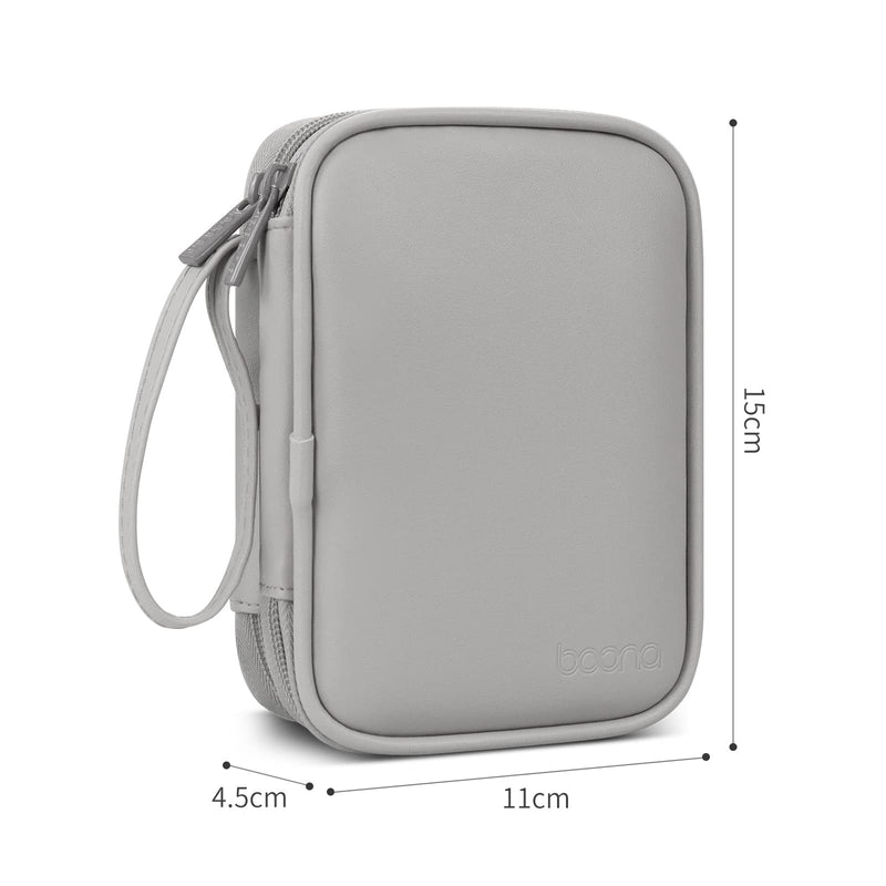 [Australia - AusPower] - Dual Hard Drive Case Double Layers 2.5 inch External Drive Storage Carrying Bag Waterproof Shockproof for Organizing HDD and Electronic Accessories, PU Leather Gray Double Layers S Hard Disk Organizer 