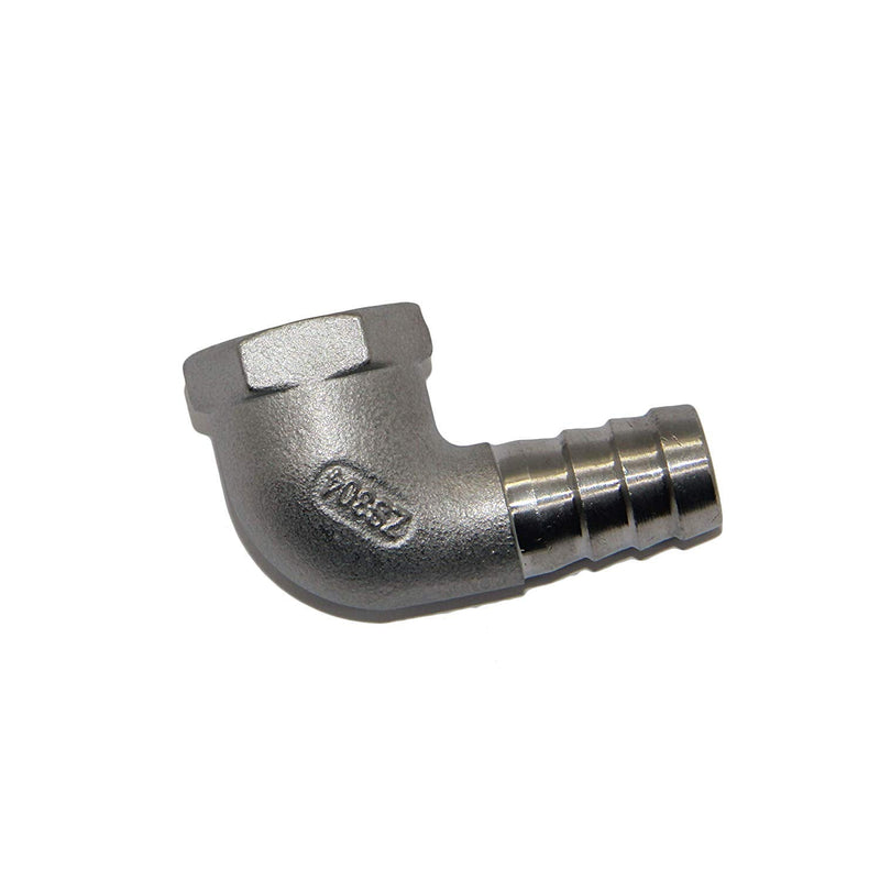 [Australia - AusPower] - Beduan Stainless Steel Elbow Barb Hose 3/4" Hose ID x 1/2" NPT Female Pipe Fittings Water Fuel Air 