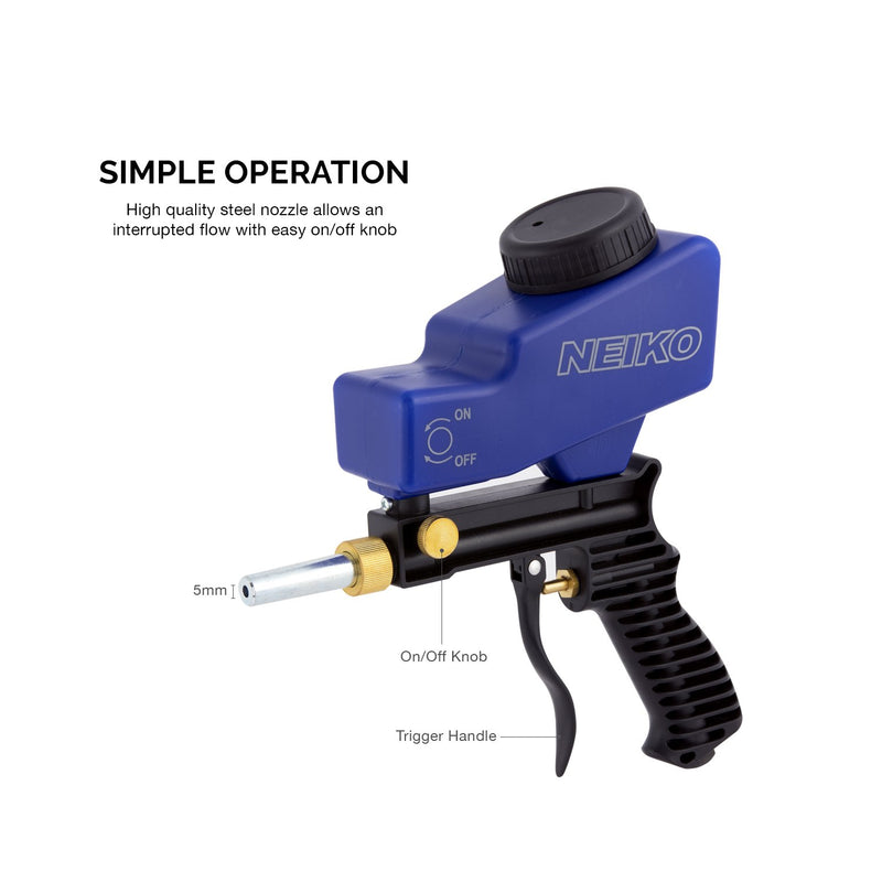 [Australia - AusPower] - Neiko 30068A Abrasive Air Sand Blaster Handheld Gun | Replaceable Steel Nozzle | Various Media Compatible Gravity Feed Hopper 