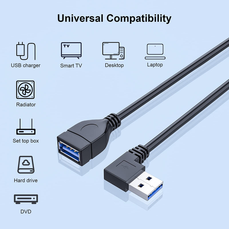 [Australia - AusPower] - SuperSpeed USB 3.0 Male to Female Extension Data Cable Left and Right Angle 2PCS by Oxsubor(20CM,8IN) 