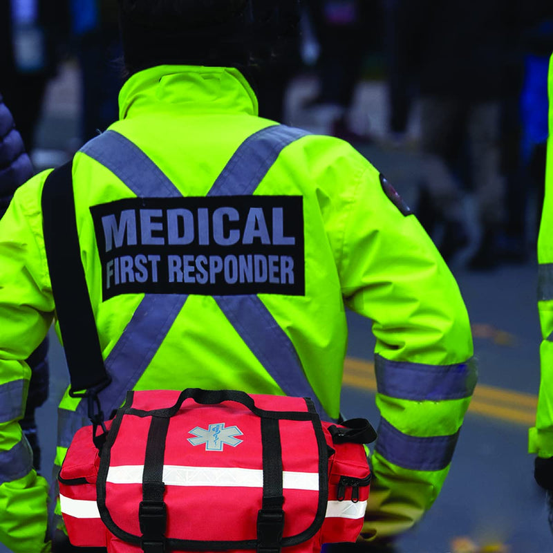 [Australia - AusPower] - NOVAMEDIC Professional Empty Red First Responder Bag, 17" x 9" x 7", EMT Trauma First Aid Carrier for Paramedics and Emergency Medical Supplies Kit, Lightweight and Durable 
