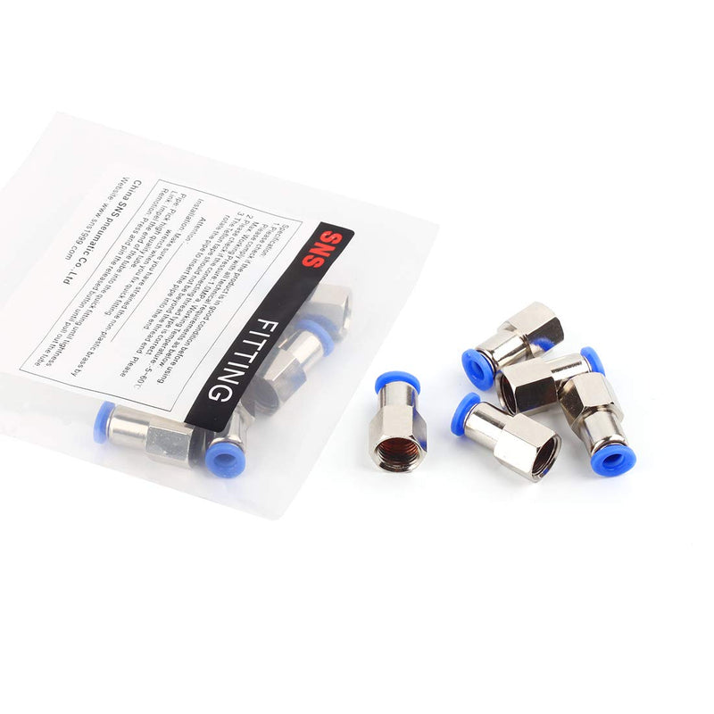 [Australia - AusPower] - SNS SPCF1/4-N02 1/4"Tube OD x 1/4 NPT Female Straight Nickel Plated Brass Push to Connect Pneumatic Tube Fittings(10 PCS) SPCF 