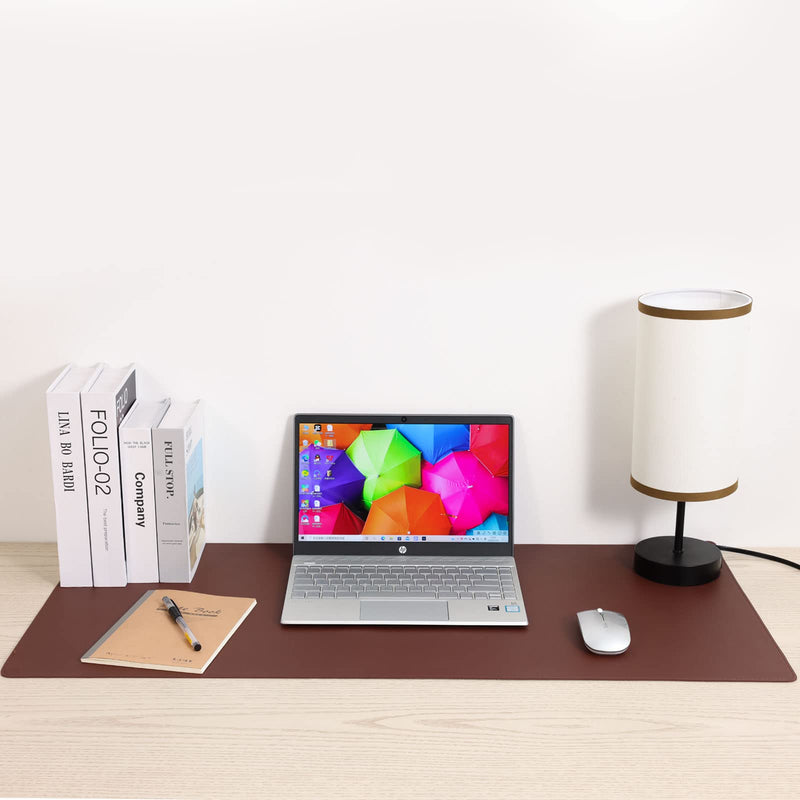 [Australia - AusPower] - Wolaile Desk Blotter Pad,36x17 inch PU Leather Computer Mouse Mat,Non-Slip Waterproof Writing Desktop Protector for Office Home,Large,Brown 36"x17" Brown 