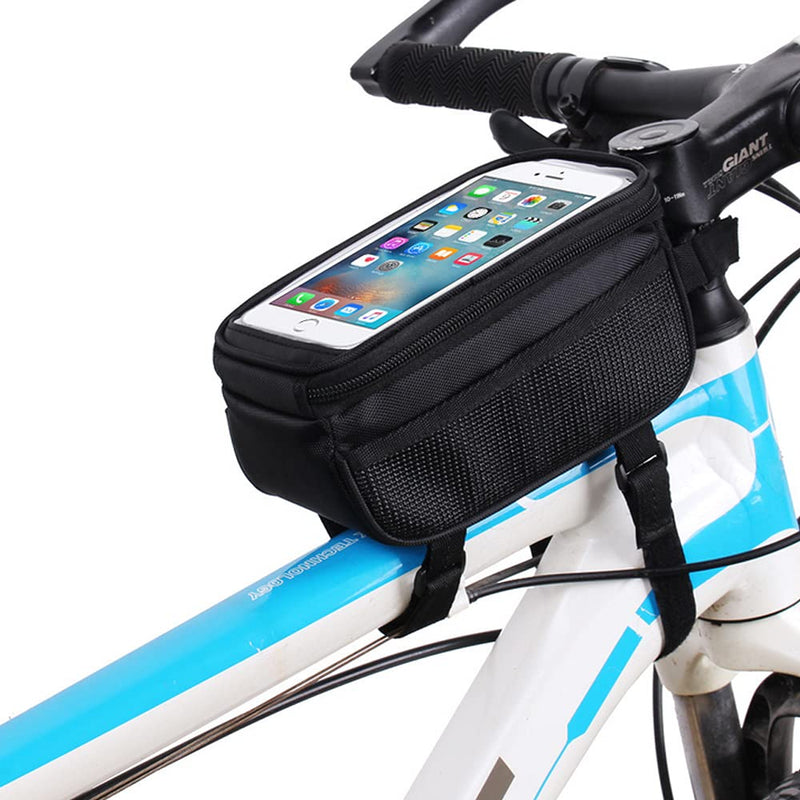 [Australia - AusPower] - Bike Phone Front Frame Bag Bicycle Mount Top Tube Accessories Cycling Handlebar Pouch Case Holder for Samsung Galaxy S22+ S21 Plus S20 FE A53 A52 A51 A50 iPhone 12/13 Pro Max Google Pixel 6 (Black) Black 