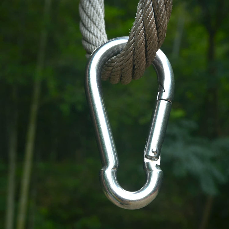 [Australia - AusPower] - SpotDoo Carabiner Spring Snap Hook, 304 Stainless Steel Heavy Duty Carabiner Clips, 6 Pack 2.36 Inch(M6) 