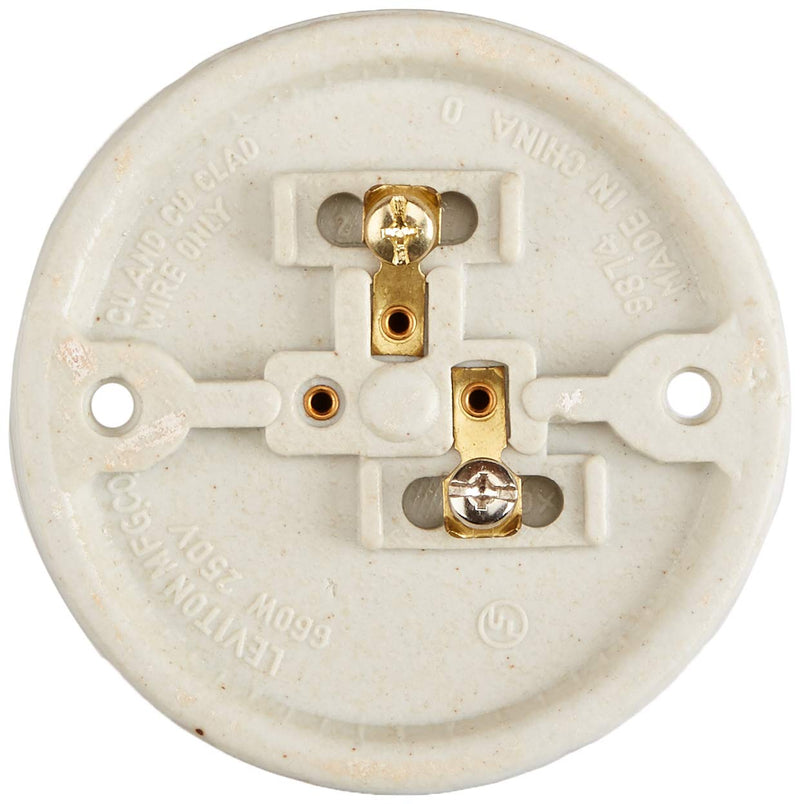 [Australia - AusPower] - Leviton 9874 Porcelain Outlet Box Mount, Incandescent Ceiling Lampholder, Keyless, White, 3-3/4" 