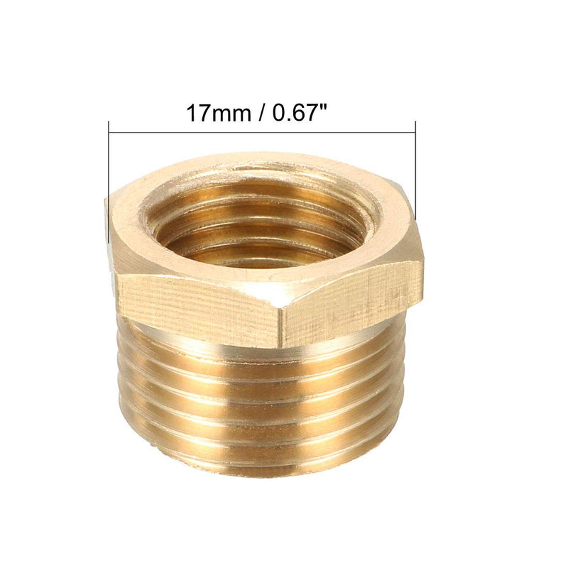 [Australia - AusPower] - uxcell Brass Threaded Pipe Fitting 3/8 PT Male x 1/4 PT Female Hex Bushing Adapter 