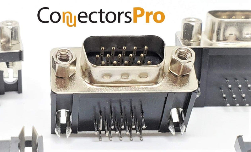 [Australia - AusPower] - PC Accessories - D-sub 15 Pin High Density DBHD15 Male Right Angle PCB Mount Connector, 10-Pack 