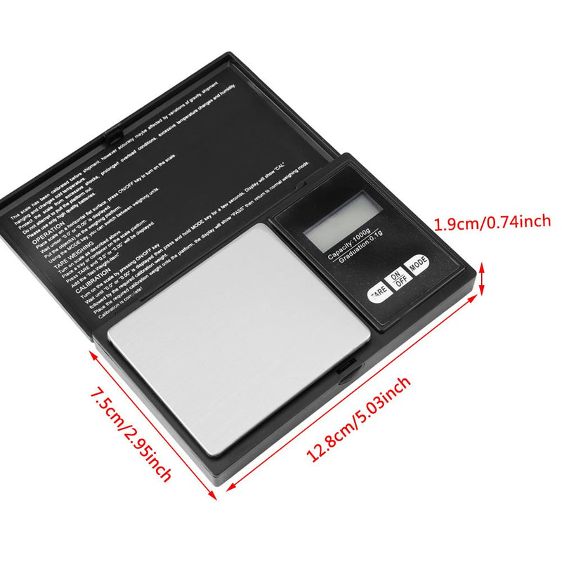 [Australia - AusPower] - Wifehelper Digital Pocket Scale, Mini Portable High Precision Smart Scales with LED Display for Gold Silver Diamond, Jewelry, Cooking, Coffee(1000g/0.1g) 