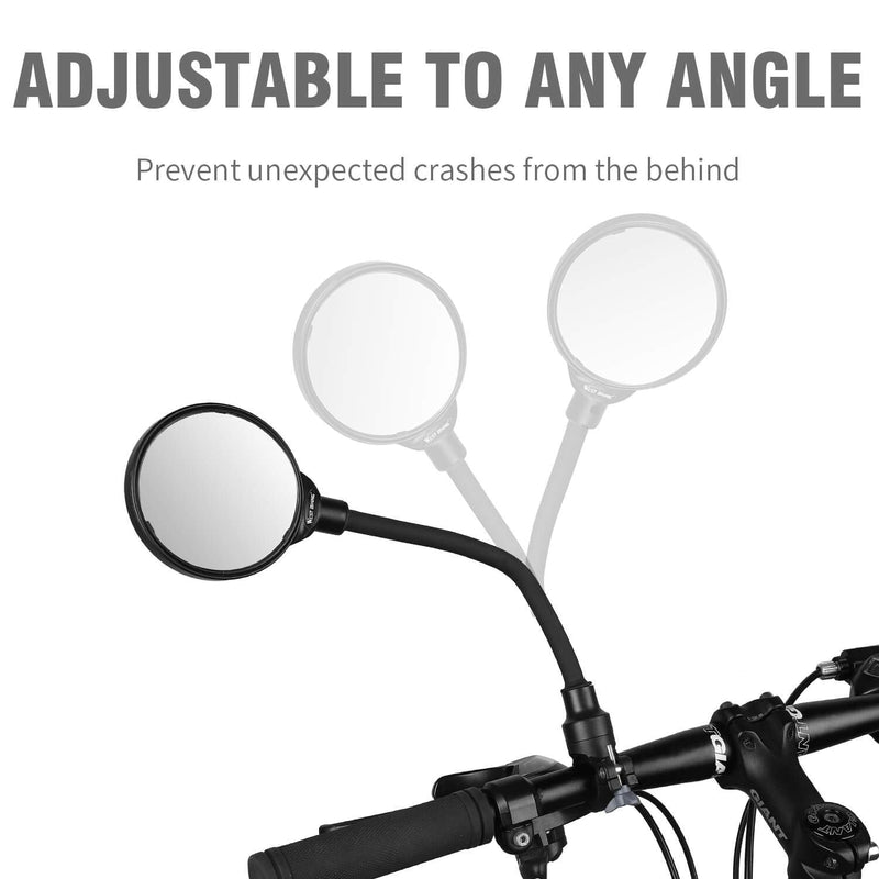 [Australia - AusPower] - West Biking Bike Mirror Handlebar Mount, Adjustable Rotatable Bicycle Rear View Glass Mirror, Wide Angle Acrylic Convex Safety Mirror for Mountain Road Bike Black - 1 Piece Convex Mirror 