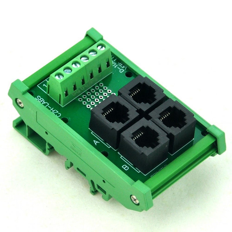 [Australia - AusPower] - Electronics-Salon DIN Rail Mount RJ11/RJ12 6P6C 4-Way Buss Board Interface Module. 