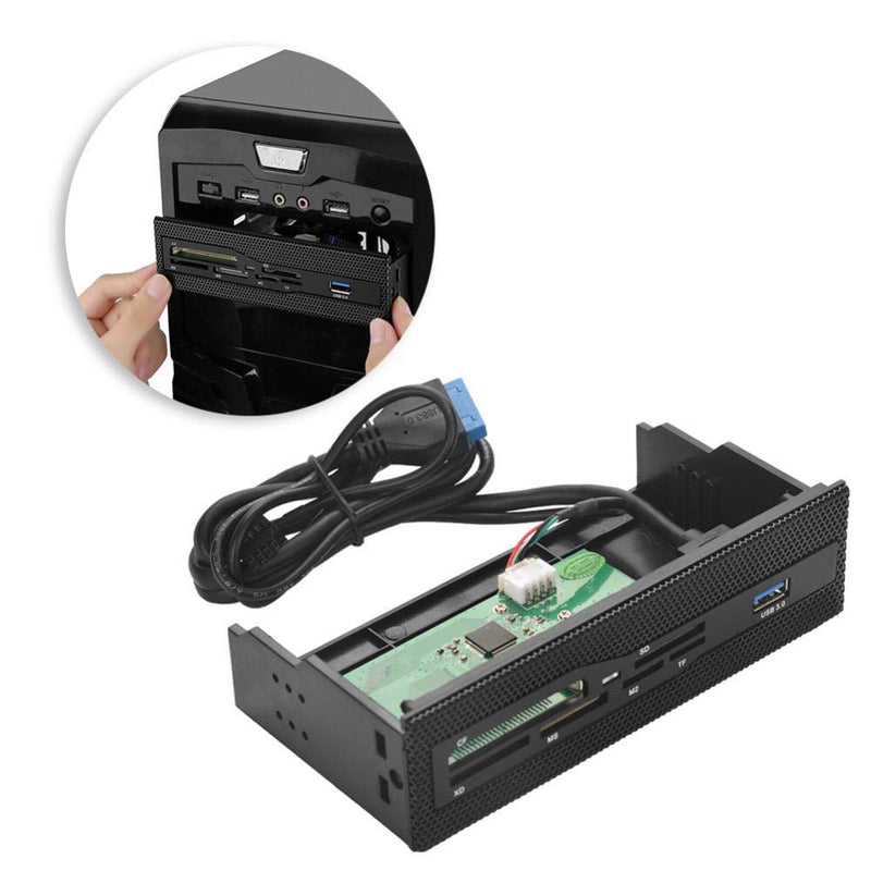 [Australia - AusPower] - 5.25 Inch Multifunction Front Panel Internal Card Reader,USB 3.0 Port All in one Multimedia 64G PC Dashboard Card Reader with 6 Copper Plated Card Slots,Support M2, SD, MS, XD, CF, TF Card 