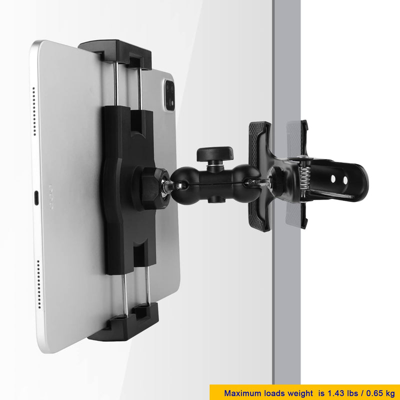 [Australia - AusPower] - Mippko Clip Clamp Tablet Holder for Desk/Table/Glass Door/Desktop Baffle/Easel,Compatible with 7~12.9 inch iPad/Samsung Tab/Nexus/LG G Pads/Fire HD,360°Adjustment Aluminium Alloy Arm Metal Mount 