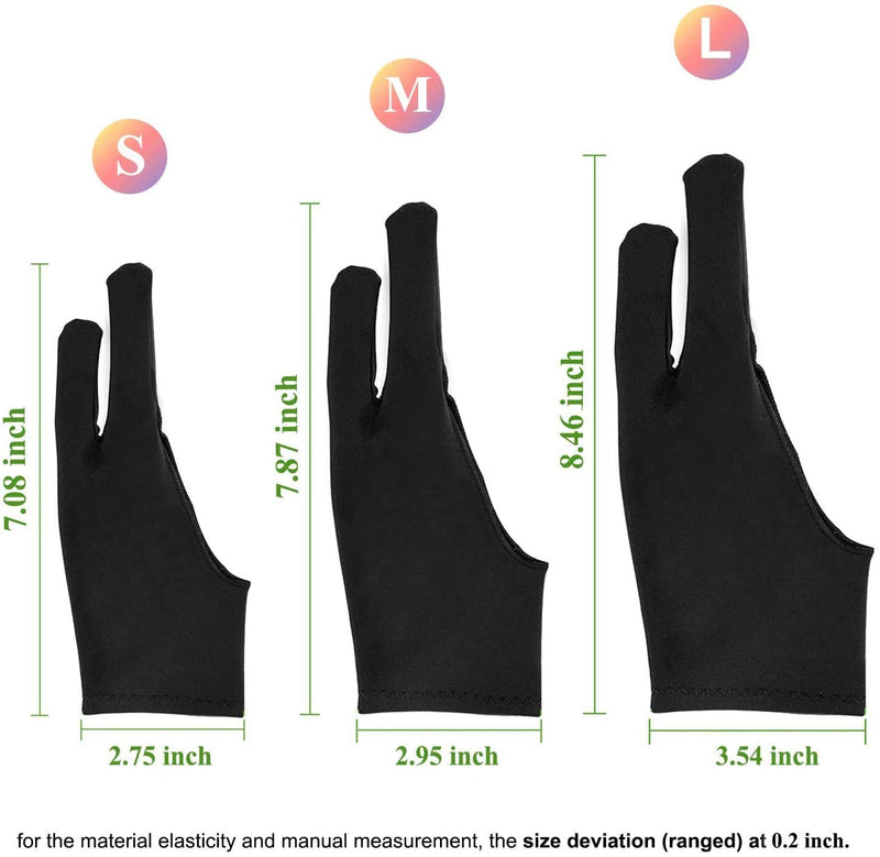 [Australia - AusPower] - OTraki 4 Pack Artist Gloves Anti Smudge Two Fingers Drawing Gloves for Paper Sketching, Pad Monitor, Graphics Tablet, Universal for Left and Right Hand - 2.75x7.08 inch S Black 