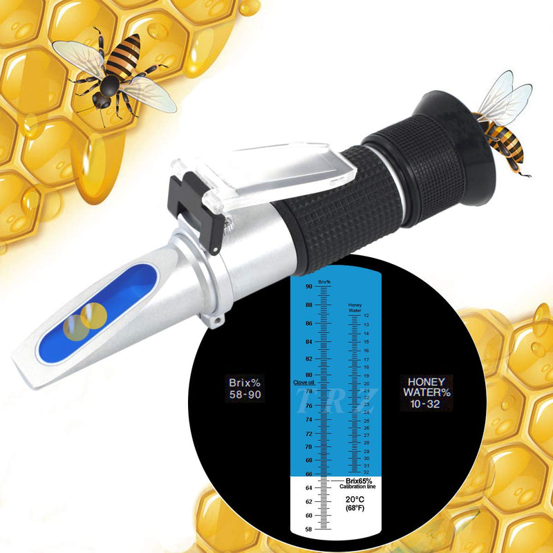 [Australia - AusPower] - TRZ Refractometer Honey 10-32% Water Honey 58-90% Brix Sugar Baume for Beekeeping, Honey, Condensed Milk, Sugar Syrup, Fruit jam, Hamh Optics&Tools 