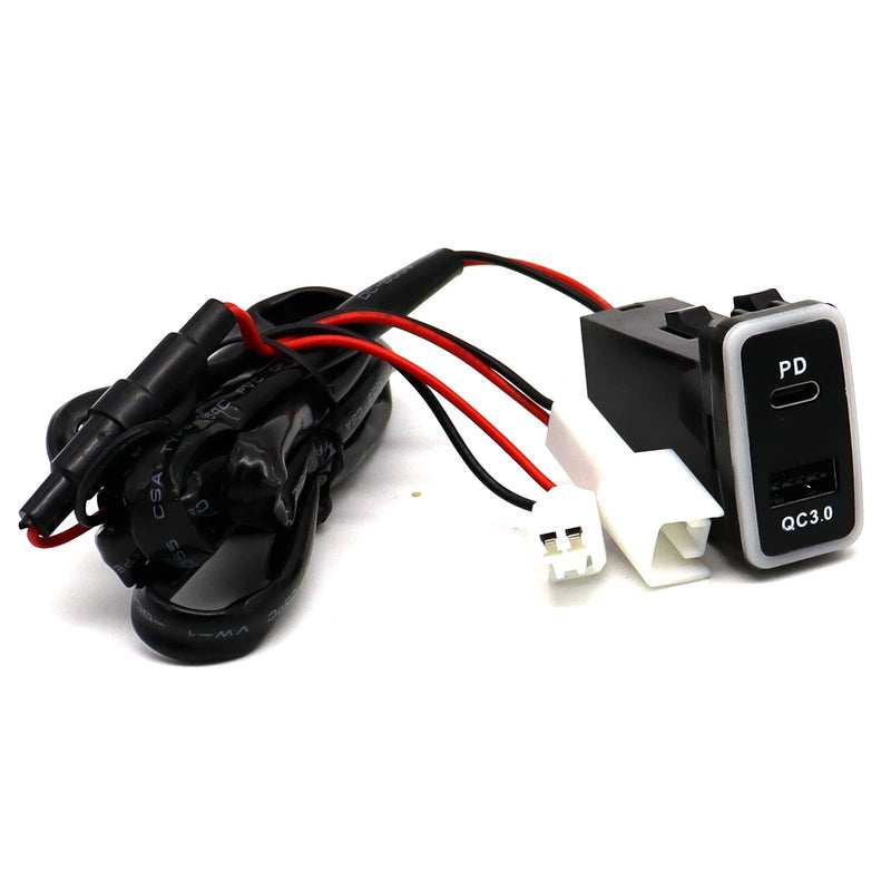 [Australia - AusPower] - Disscool Toyota QC3.0 USB C VIGO Power Socket, 3.2A Quick Charge Car Charger USB Adapter with Blue LED Output PD for Smartphone/iPad/PDA 
