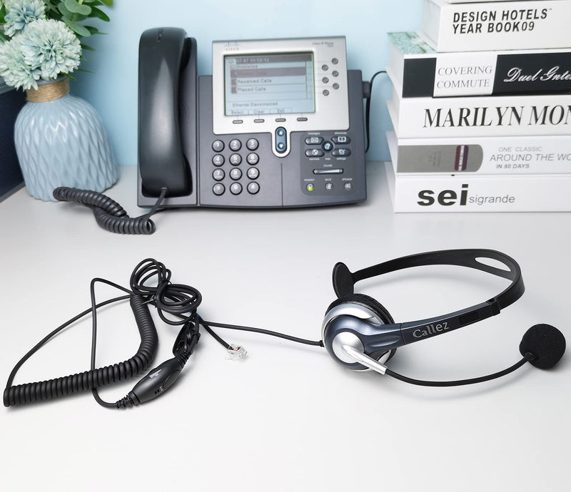 [Australia - AusPower] - Callez RJ9 Phone Headset for Cisco Office Phones, Corded Telephone Headset with Microphone Noise Cancelling for Cisco IP Phones 6941 7811 7841 7941 7942 7945 7962 7965 7975 8841 8845 8851 8861 8945 