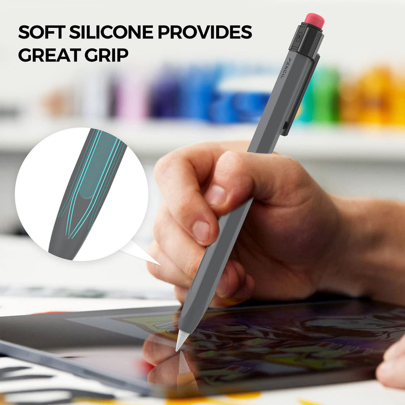 [Australia - AusPower] - TRONWIN iPencil Case for Apple Pencil 2nd Generation Sleeve Silicone Protective Cover Perfect Grip Skin Classic Design with Sturdy Clip Compatible with Apple Pencil 2nd Generation (Deep Gray) Deep Gray 