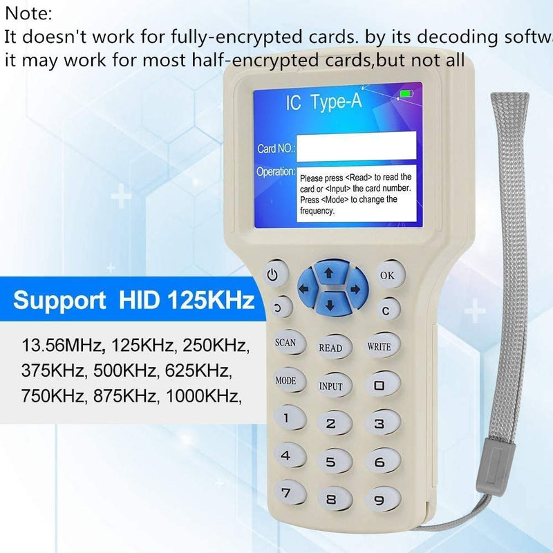 [Australia - AusPower] - English 10 Frequency NFC RFID Card Copier Writer Reader Duplicator for IC ID Cards and All 125kHz Cards,10 Pcs ID 125khz Cards + 10pcs ID 125kh Key Fobs + 10pcs 13.56mhz IC Key + 1 USB 