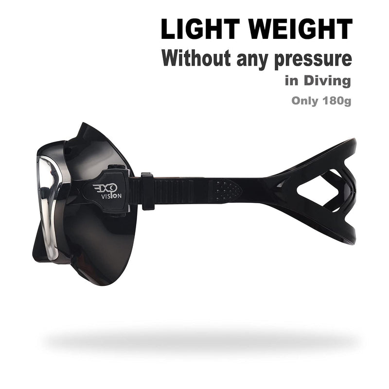 [Australia - AusPower] - Adult Scuba Diving Mask, Anti-Fog Dive Mask, Anti-Leak Tempered Glass Swim Goggles with Nose Cover, Professional Snorkeling Gear for Snorkeling Freediving Swimming Spearfishing Black 