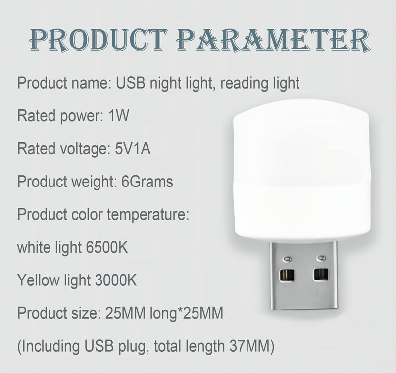 [Australia - AusPower] - DASITON Plug in LED Night Light Mini USB LED Light Flexible USB LED Ambient Light Mini USB LED Light, LED Portable car Bulb, Indoor, Outdoor, Reading, Sleep(2White+2Yellow) 2white+2yellow 