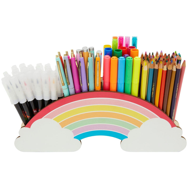 [Australia - AusPower] - Bright Creations Rainbow Wooden Pen Holder for Desk, Cute School Supplies (12.6 x 5 x 2.3 in) 