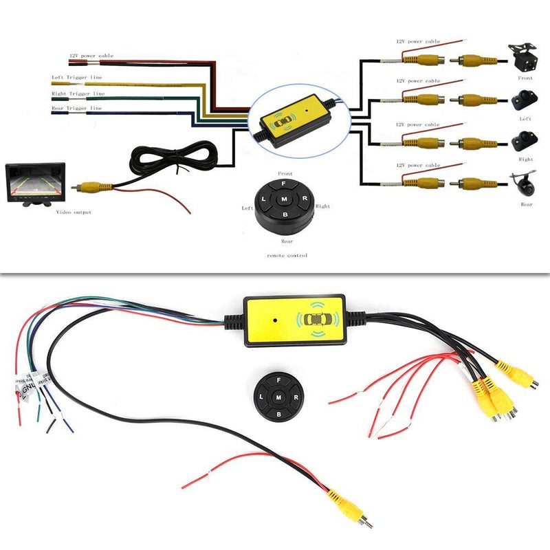 [Australia - AusPower] - Qiilu Car Backup Camera Splitter Switch, Intelligent Car Video Switcher Converter 4 Input 1 Output Switch Video System Auto Parts 