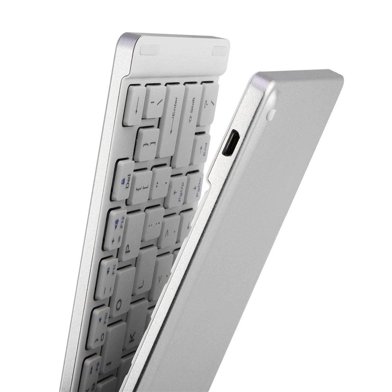 [Australia - AusPower] - Wisoqu Bluetooth Keyboard,Portable Magnetic Folding Keyboard,Rechargeable Wireless Keyboard,Ultra-Thin Keyboard for Android iOS Windows Silver 