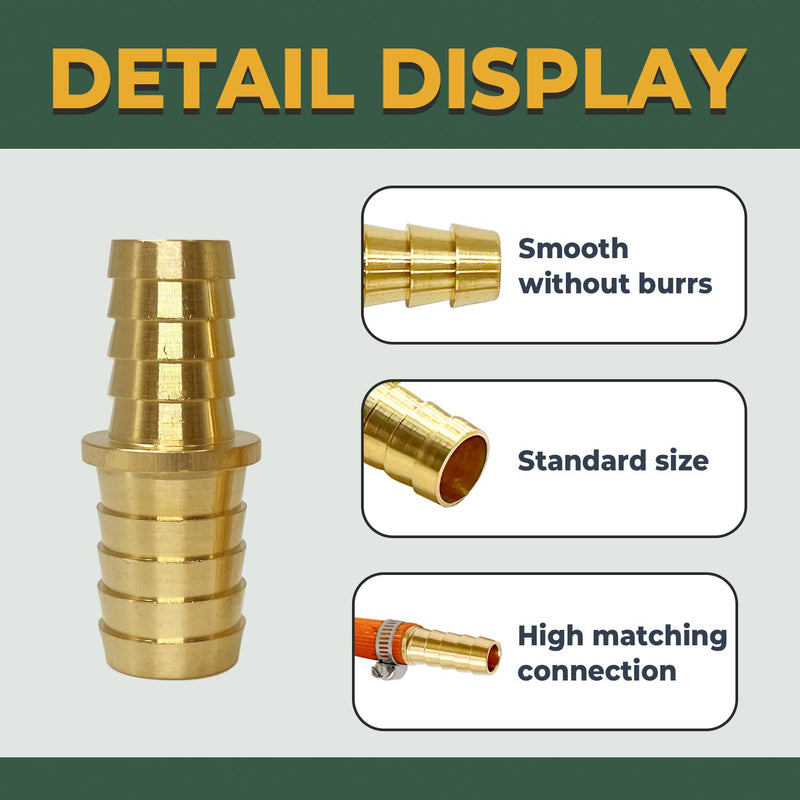 [Australia - AusPower] - Brass Barb Reducer Fittings, LIONMAX 1'' to 3/4'' Barb Hose ID, Hose Barb Splicer Mender, with 4 Hose Clamps, for Air/Water/Fuel, (2 PCS) 