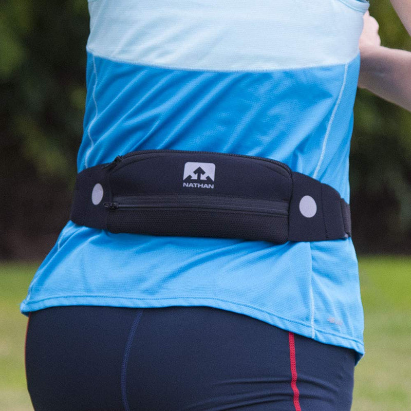 [Australia - AusPower] - NATHAN Running Belt Waist Pack 5K with Reflective Detail, Zippers and Adjustable Pouch Strap - Runners Fanny Pack - Bounce Free Pouch, Ultra-Lightweight Neoprene - Fits all Phones (iPhone, Android, Windows) - For Men and Women - Running, Biking, Hiking... 
