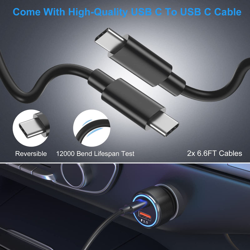 [Australia - AusPower] - USB C Car Charger, 36W/6A Fast Type C Car Charger PD20W and QC3.0 Car Adapter for Samsung S22/S21/S20 Ultra/Plus/Note 20/10, Google Pixel 6/6Pro/5a/5/4/4XL, iPhone 13/12/11 with 6FT Type-C to C Cable 