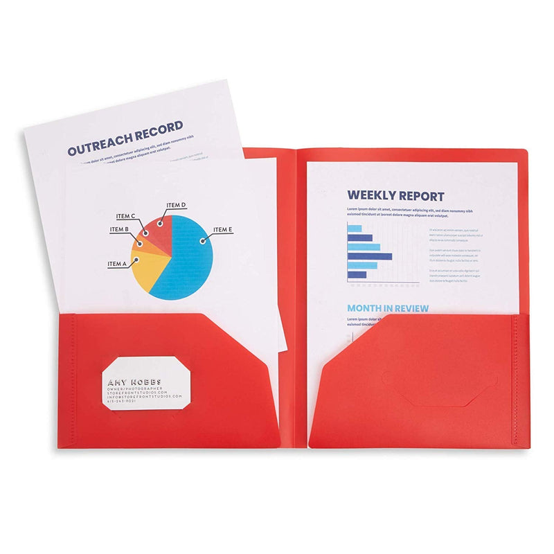 [Australia - AusPower] - 6 Pack Multicolor Plastic Two Pocket Folders, Plastic Folders with 2 Pockets and Business Card Slot, 2 Pocket Plastic Folders for School, Home, and Work, 6 Pack Plastic Folders 