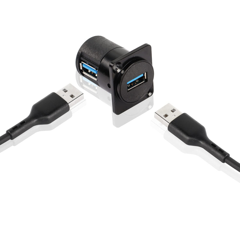 [Australia - AusPower] - QIANRENON USB 3.0 Panel-Mount Connector Socket Female to Female 90 Degree Right Angle Coupler High-Speed 5Gbps Data Transmission D-Type Extension Interface Adapter 