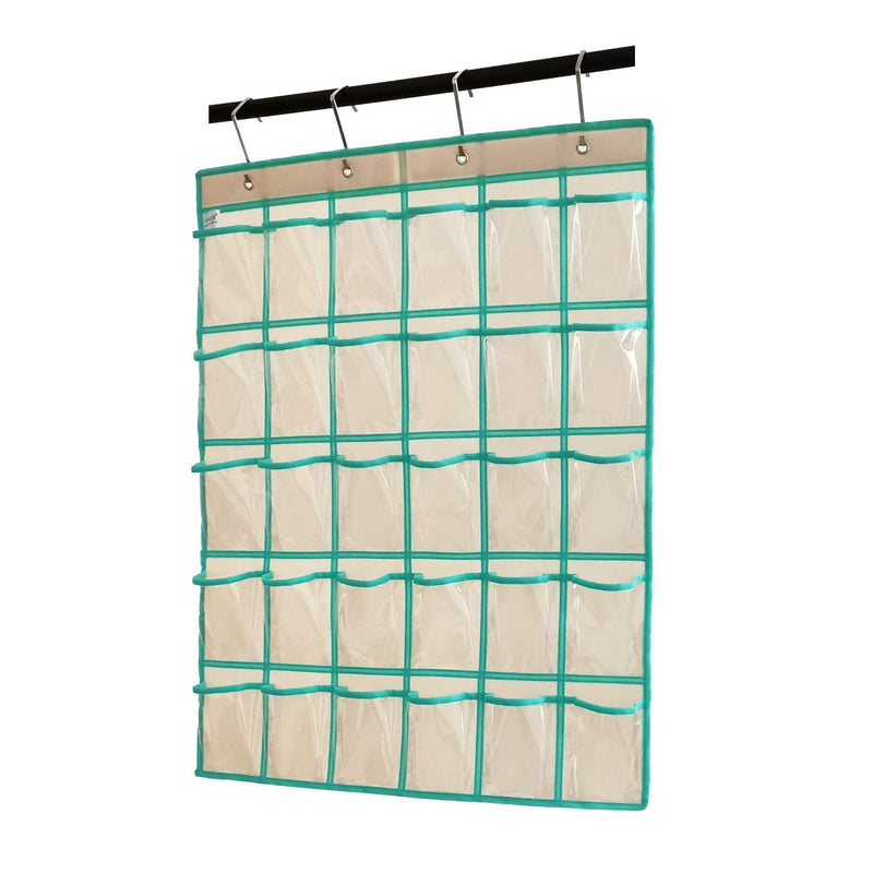 [Australia - AusPower] - ANIZER Classroom Pocket Chart for Phone Calculator Holder Over The Door Hanging Closet Jewelry Organizer with 30 Clear Pockets (Beige) Beige 