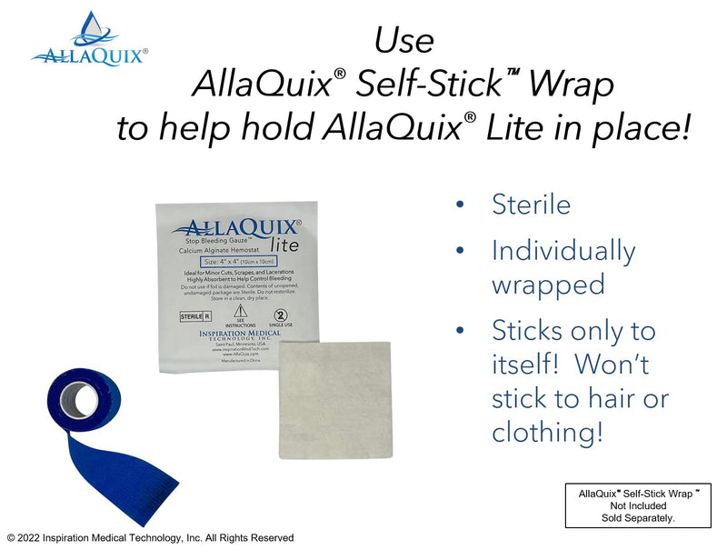 [Australia - AusPower] - AllaQuix Lite Stop Bleeding Gauze - Calcium Alginate Wound Dressing (X-Large 4-inch Square) First Aid Hemostatic Gauze (Blood Clotting Bandage) - Box of 10 