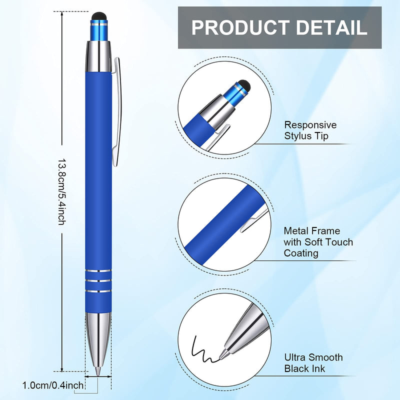 [Australia - AusPower] - 12 Pieces Stylus Pens, Capacitive Stylus Pen with Soft Rubberized Grip Christmas 2 in 1 Stylists Ballpoint Pen for Phone Touch Screens School Supplies (Blue Color) Blue Color 