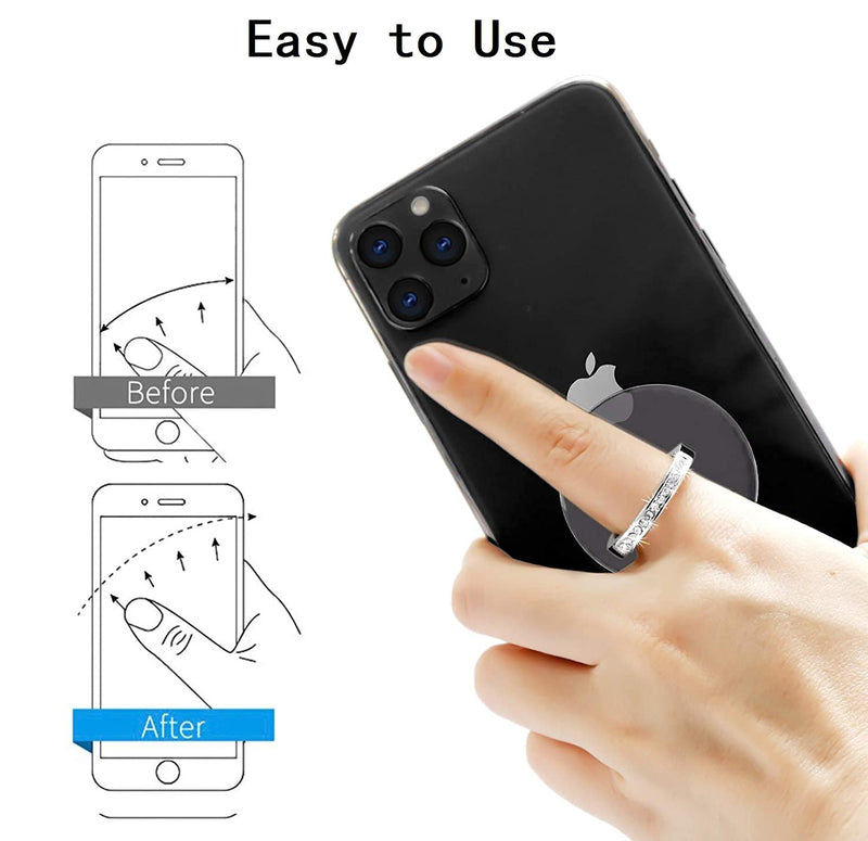 [Australia - AusPower] - emzrivo Cell Phone Ring Holder Stand, Transparent Phone Ring Holder Finger Kickstand 360° Rotation Phone Ring Finger Grip Compatible with All Smartphones(2Silver) 2Silver 