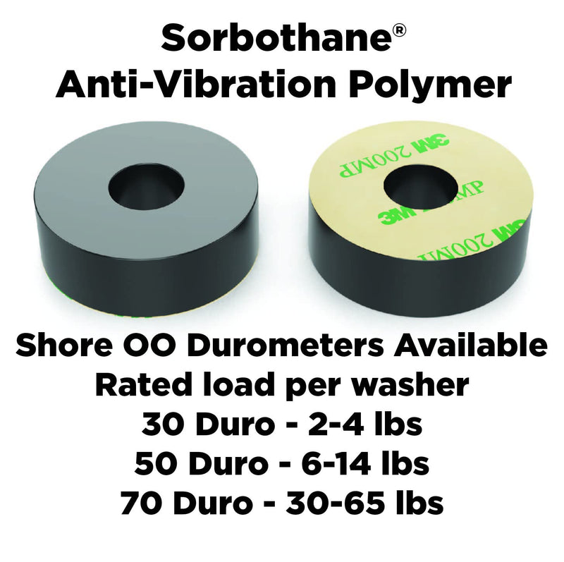 [Australia - AusPower] - Isolate It: Sorbothane Vibration Isolation Washer 70 Duro with 3M PSA (0.5" ID - 1.5" OD - 0.5" Thick) - 4 Pack 