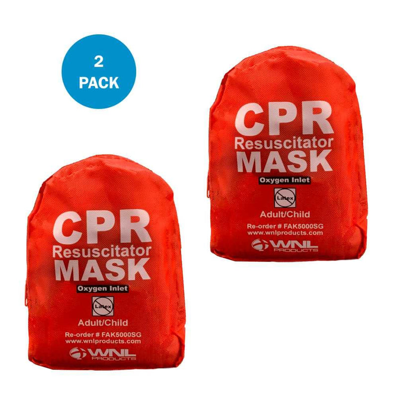 [Australia - AusPower] - WNL Products CPR Rescue Mask, Adult/Child Pocket Resuscitator, Soft Case Kit with Belt Clip 2 Pack 
