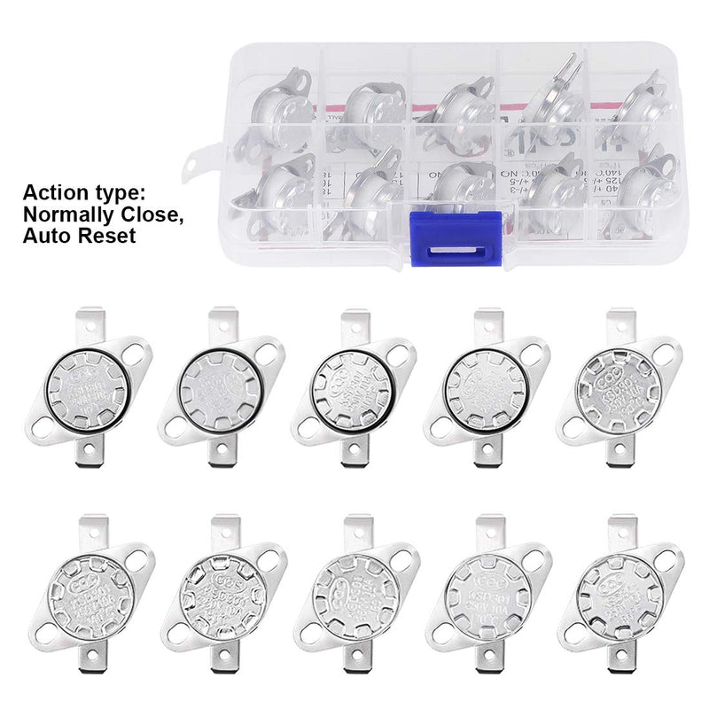 [Australia - AusPower] - uxcell 10pcs NC KSD301 Thermostat 90-180°C(194-356°F) Temperature Thermal Control Switch 90 100 110 120 130 140 150 160 170 180°C Normal Close Assortment Kit 