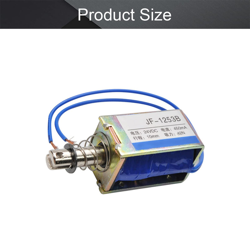 [Australia - AusPower] - Fielect DC 24V 42N 10mm Stroke Push Pull Solenoid Electromagnet, 0.45A 10.8W, Open Frame Solenoid, Linear Motion, JF-1253B-24V Model: JF-1253B-24V 