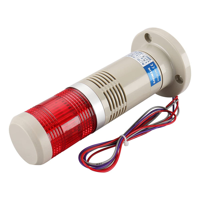 [Australia - AusPower] - Baomain Alarm Warning Continuous Light 110V AC Industrial Buzzer Red LED Signal Tower Lamp 