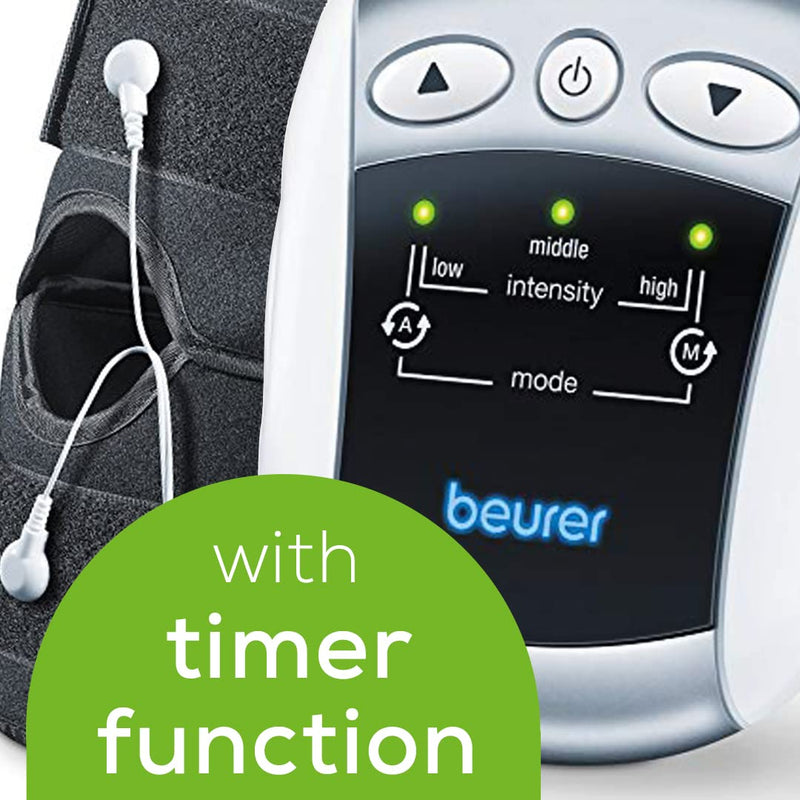 [Australia - AusPower] - Beurer EM34 TENS Unit Muscle Stimulator, 2-in-1 Knee & Elbow TENS Machine, E-Stim Device for Knee Pain Relief with 25 Intensity Levels, Electric Massager with Universal Brace 