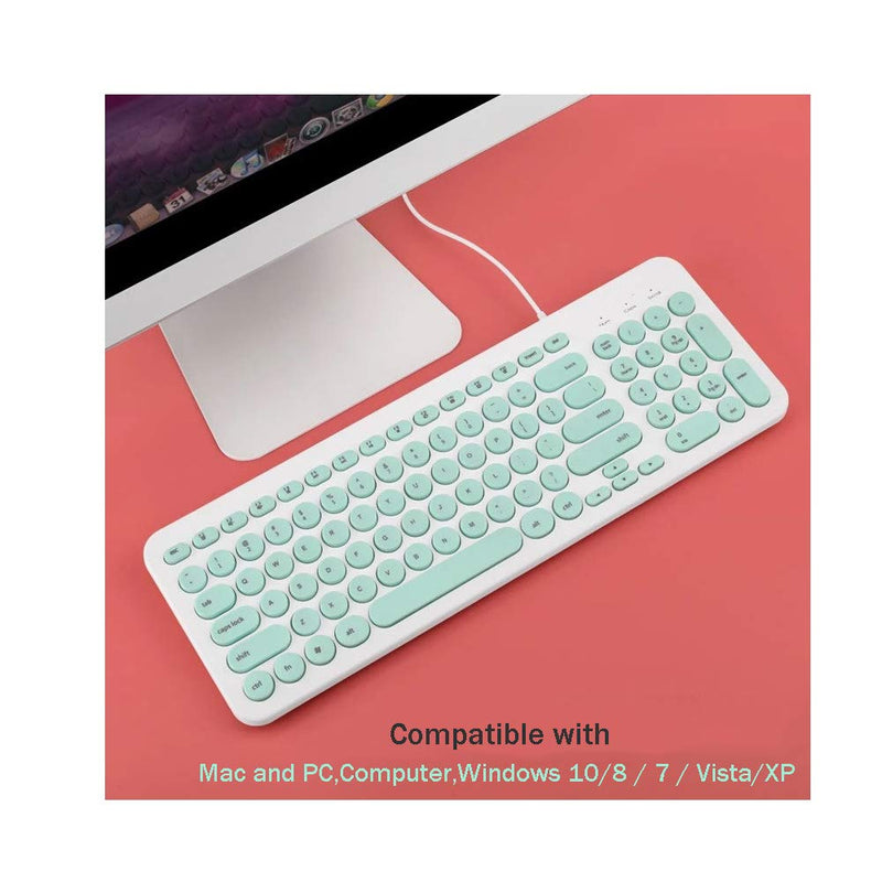 [Australia - AusPower] - Wired Keyboard,Attoe Compact Wired USB Mini Keyboard Silent Ergonomic Cute Keyboard - Smooth Typing,Works with Mac and PC,Computer,Windows 10/8 / 7 / Vista/XP (Mint Green) Mint Green 