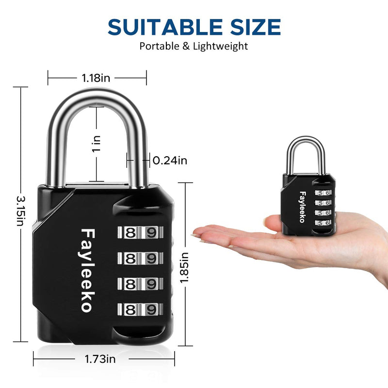 [Australia - AusPower] - Combination Lock, 4 Digit Combination Padlock for School Gym Sports Locker, Fence, Toolbox, Case, Hasp Cabinet Storage (2 Pack, Black) 2 Pack 