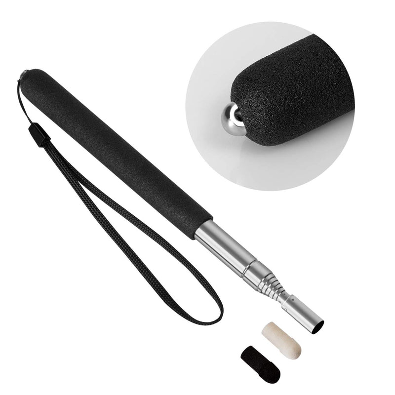 [Australia - AusPower] - Teachers Pointer Stick, Telescopic Teaching Pointer, Retractable Classroom Whiteboard Pointer Extendable for Teachers, Guides, Coach with A Lanyard & Felt Head, Extends to 39.4'' Black 