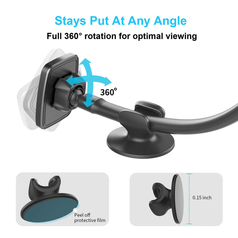 [Australia - AusPower] - Magnetic Truck Car Phone Mount with 13-inch Flexible Long Arm, Anti-Shake Cell Phone Holder for Truck, 360 Rotation Windshield Dashboard Strong Suction Car Mount for iPhone 12 11 XS X Samsung Galaxy 