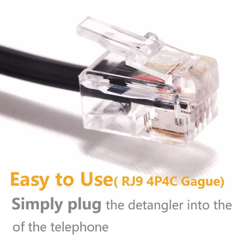 [Australia - AusPower] - Telephone Cord Detangler, Uvital Anti-Tangle Telephone Handset Cable 360 Degree Rotating Landline Swivel Cord Untangler Black (12 Pack) Wired Black 