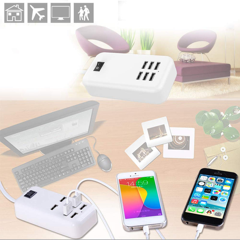 [Australia - AusPower] - 6 Ports USB Charger Hub Desktop US Plug AC Power Wall Travel Charging Adapter Slots Charging Station 