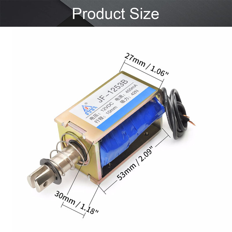 [Australia - AusPower] - Fielect DC 12V 1A 42N 10mm Stroke Push Pull Solenoid Electromagnet, Open Frame Solenoid, Linear Motion, JF-1253B-12V Model: JF-1253B-12V 